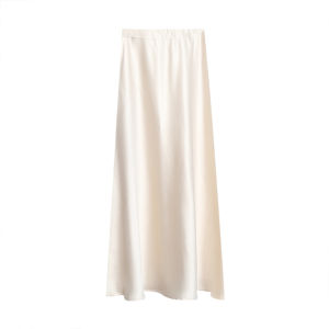 Lin Chuyi Purple Asymmetric Hem A-Line Fish Tail Skirt Womens Summer Long Skirt Draping to Ankle Slimming Satin Acetate