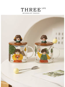 Cốc Thủy Tinh Hình Gái Nhún Nhảy Hoạt Hình Cổ Điển Có Nắp Và Thìa Tlife Aoyin Cốc Cà Phê Cho Cặp Đôi Cốc Thủy Tinh Dung Tích 400-500ml