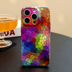 Colorful Stained Glass For iPhone 17 16 15 14 13 Pro Max Air 17e Hard tpu Bumper Cover Coque Case Blank