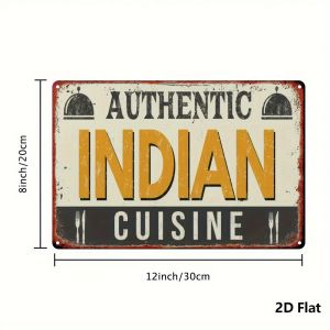 CIFbuy | 2D Metal Sign 1pc 8x12 Inch 20x30cm Rustic Iron Wall Art Vintage Indian Food Decor for Home Bar Garage Club Restaurant Cafe