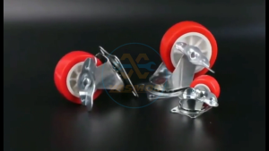 4pcs/Set Red PVC Casters Wheel Fixed Swivel With Lock No Noise Universal Wheel Small Cart 1.522.53
