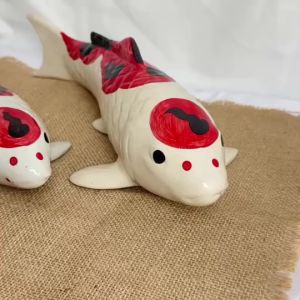 ปลาคราฟเซรามิก ปลาคราฟจัดสวน ชุด 3 ตัว ขนาด 5 นิ้ว 5.5 นิ้ว 6 นิ้ว ปลาคราฟเสริมดวง แต่งสวน ปรับฮวงจุ้ย