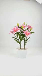 Bunga Lily Latex Cabang 3 Artificial Bunga lili Palsu Bahan Lateks Tiger Lilies Real Touch Silk Flower Hiasan Bucket Rumah Cafe Hotel dan Dekorasi Pelaminan Import Premium Murah Berkualitas