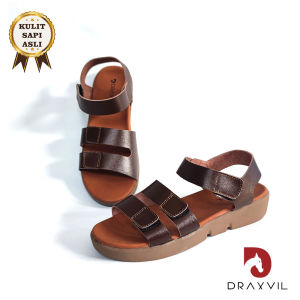 Draxvil - Sandal Wedges Cewe Kekinian Kulit Sapi Premium