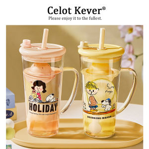 Borosilicate Glass Straw Cup With Handle Attractive Juice Coffee Cup