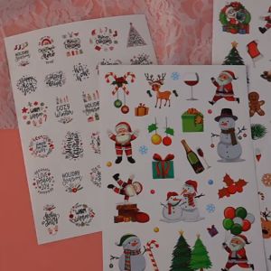 4 Pcs/Set Stiker Natal Merry Christmas Sticker Lucu Tahan Air Estetik Stiker Kartun