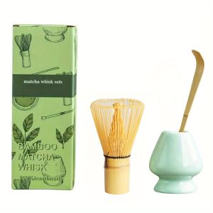 Bộ Dụng Cụ Pha Trà Matcha 3 Món Gồm Chổi Tre Thìa Sứ Và Muỗng - Dụng Cụ Pha Trà Truyền Thống Nhật Bản Để Pha Chế Matcha