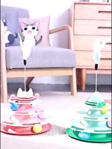 ของเล่นแมว รางบอลทาวเวอร์ 3ชั้น จานเสียงแมว Cat Toy สามารถหมุนได้ 360° องศา CW96