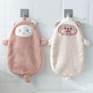 Cartoon Coral Velvet Hand Wipe Towel Hanging Quick-Drying Thicken Absorbent Towels Soft Kids Adult Toilet Kitchen Towels