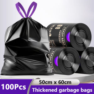 100Pcs Garbage Bag Drawstring Style Thickened Kitchen Disposable Trash Bag New Material Household Bedroom Garbage Bag 50x60cm