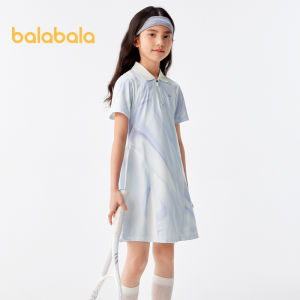 Balabala Childrens Dress For Girls 2024 New Summer Dress For Children Sports Wind Speed Dry Slim Fit Tide
