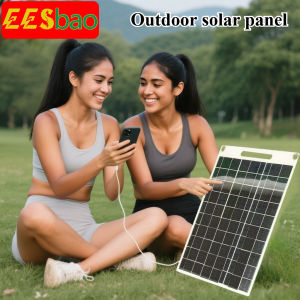 30W-40W Solar Charger Waterproof Portable Dual USB 5V Fast Charging for Camping Hiking Emergency Power Bank - EESBAO