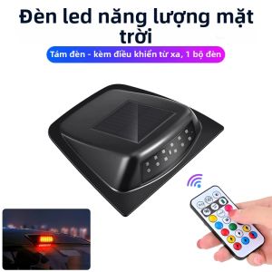 Đèn Cảnh Báo Va Chạm Phía Sau Xe Hơi Mô Phỏng LED Trang Trí Nắp LiDAR Độ Chế Mái Xe Không Dây Đèn Khí Quyển Năng Lượng Mặt Trời