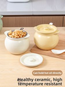 MEIDI | Heat-Resistant Large Capacity Ceramic Oil Storage Pot With Cover and Filter