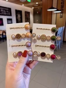 [iRojak] Rhinestone Wave Hair Clips Pearl Hair Pins Set Charming Hair Accessories 一字夹子 Pin Rambut - H101