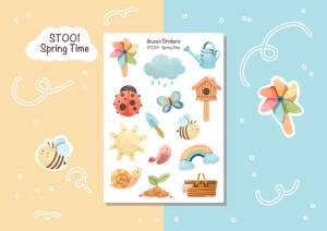 Sticker tự thiết kế - sticker sheet spring time - hình dán sổ nhật kí bullet journal - unim047