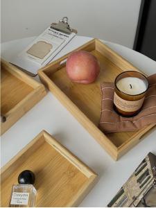 PGLP Japanese Style Wooden Tray Desktop Decorative Storage Plate Incense Tray Dining Plate Home Use Elegant And Practical