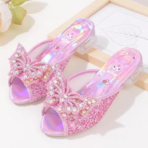 Summer New Design KUROMI Princess Girls Crystal High Look Slippers