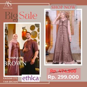 BAJU GAMIS PESTA WANITA BRANDED ETHICA KAGUMI 273 FAIR BROWN / BAJU PROMO BIG SALE AKHIR TAHUN / TOKO GROSIR BAJU BRANDED ETHICA SEPLY