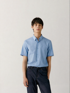 ICICLE | Cotton Plain Weave Straight Body Square Collar Short Sleeve Mens Shirt