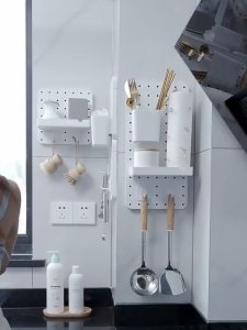 ROCO Punch Free Wall Shelf Plastic Pegboard Hole Board Peg Hole Hanging Board Rak Dinding Papan Lubang