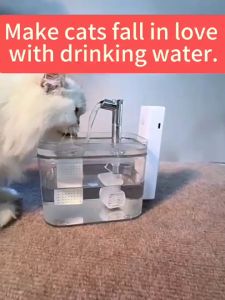 【160 days battery life】Stainless steel cat water fountain dog water dispenser 1500mAh 3 modes Biosensing Pets wireless water fountain pet water dispenser cat water dispenser drinking fountain for cat