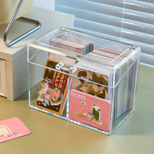 Acrylic Transparent Storage Box Photo Card Box Compartment Flip Box Suitable for Star Mini Card & Game Cards