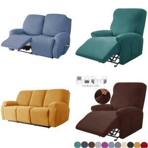 Sofa recliner หุ้มโซฟาสีทึบ1/2/3ที่นั่งสไตล์คลาสสิกปลอกเก้าอี้ถอดออกได้ผ้าคลุมเก้าอี้นวมสำหรับบ้าน