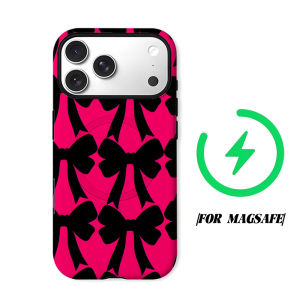 Hot Pink Black Bows Phone Case for iPhone 18 17 16 15 14 13 12 11 Air Pro Max Plus Double-layer Cover