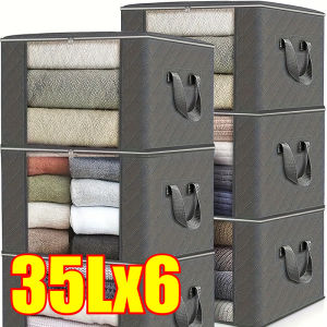 Blanket Storage Closet Organizers and Storages Clothes Storage Bag Foldable Storages Bin Sturdy Sewn By 3 Layers Fabrics