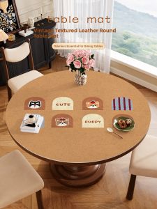 xy | Luxurious Heat Water Oil Resistant Easy-clean Tablecloth Round
