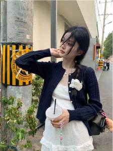 Korean Retro Twisted Knit Open Cardigan Womens Spring Autumn Loose Short Style Top Small Size Friendly Fashion Trend