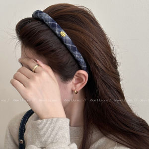 Gold Label Letter Pattern Fabric Hairband Womens New 2025 High Forehead Washing Face Headband Fashion Hair Clip Hair Accessory