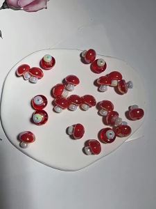Acrylic red mushroom straight hole loose beads DIY bracelet necklace keychain ornament bead pen decoration accessories material