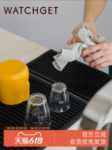 Watchget Rectangular Water Drainage Mat Coffee Machine Bar Desktop Wine Glass Milk Tea Filter Water Anti-slip Handle Italian Style