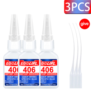 LOOLIFL 5PCS 20g 406 Super Glue Instant Quick-Drying Cyanoacrylate Adhesive Leather Rubber Wood  Metal Strong DIY Home Repair