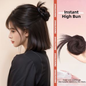 Natural Puffy Semi-updo Faux Bun Hair Clip