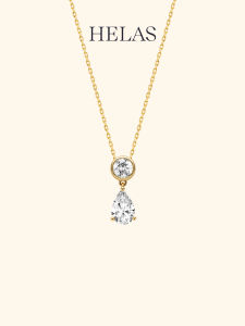 Helas | Essentials Cultivated Diamond Round and Teardrop Pendant 9k Gold Necklace