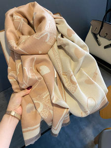 ผ้าพันคอขนแกะสีกรมท่าแฟชั่นสำหรับผู้หญิง Cansay Kaer ผ้าพันคอแบบสองด้าน หนา อบอุ่น สำหรับฤดูใบไม้ร่วงและฤดูหนาว