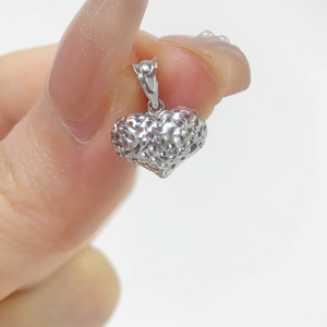 LAZO DIAMOND Minimalist Holed Heart Bauble Everyday Pendant in 375/9K White Gold