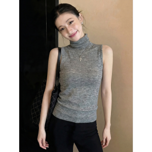 HUOLISI | Slim Fit High Neck Knit Tank Top