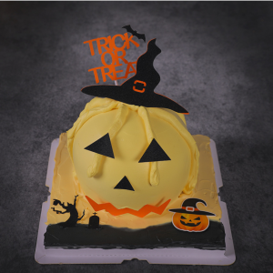 เครื่องประดับเค้กวันฮาโลวีน สีดำ ปราสาท ผีเสื้อ ป้ายชาติพันธุ์ ถั่วเทอร์ราซ่า ของตกแต่งงานปาร์ตี้อบขนม ของตกแต่ง