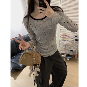 Áo Thun Modal American Design Polka Dot Short Sleeve Spring Summer Womens Fashion Inner Wear Commute Style round Neck Print
