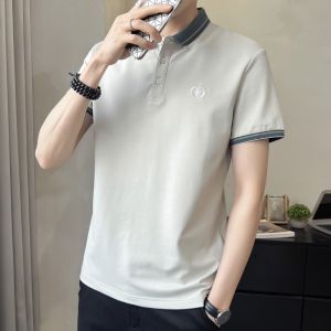 ROMON | Áo thun tay ngắn bằng lụa băng mùa hè mỏng có cổ polo thường ngày dành cho nam thương hiệu Romon thời trang công sở thường ngày có cổ polo