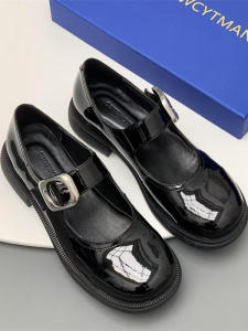 Retro French Style Mary Jane Shoes Womens Thick Bottom Heightening Loafers One-Strap Leather Fashion Single Shoes