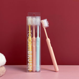 Macaron 4 Four-Piece Large Hanging Hole Couple Cleaning Gum Toothbrush Fine Soft Hair Toothbrush Japanese Adult Soft Hair