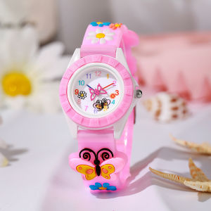 Childrens Watch Simple Digital Butterfly Hands Design Quartz Watches Casual Sports Purple Silicone Girls Clock Gift Wristwatch