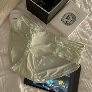 Quần Lót Tam Giác Gợi Cảm Bằng Lụa Băng Mỏng Kháng Khuẩn Cho Nữ Quần Lót Cotton Nguyên Chất Cạp Giữa Không Đường May Màu Trơn