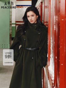 Peacebird Womens Woolen Coat Windbreaker Style Cashmere Long Sleeve Jacket Comfortable Soft Fabric A1AAF4230M Commute Simple Style