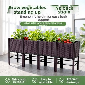 MLZH | Raised Garden Bed Rectangular Plastic Planter